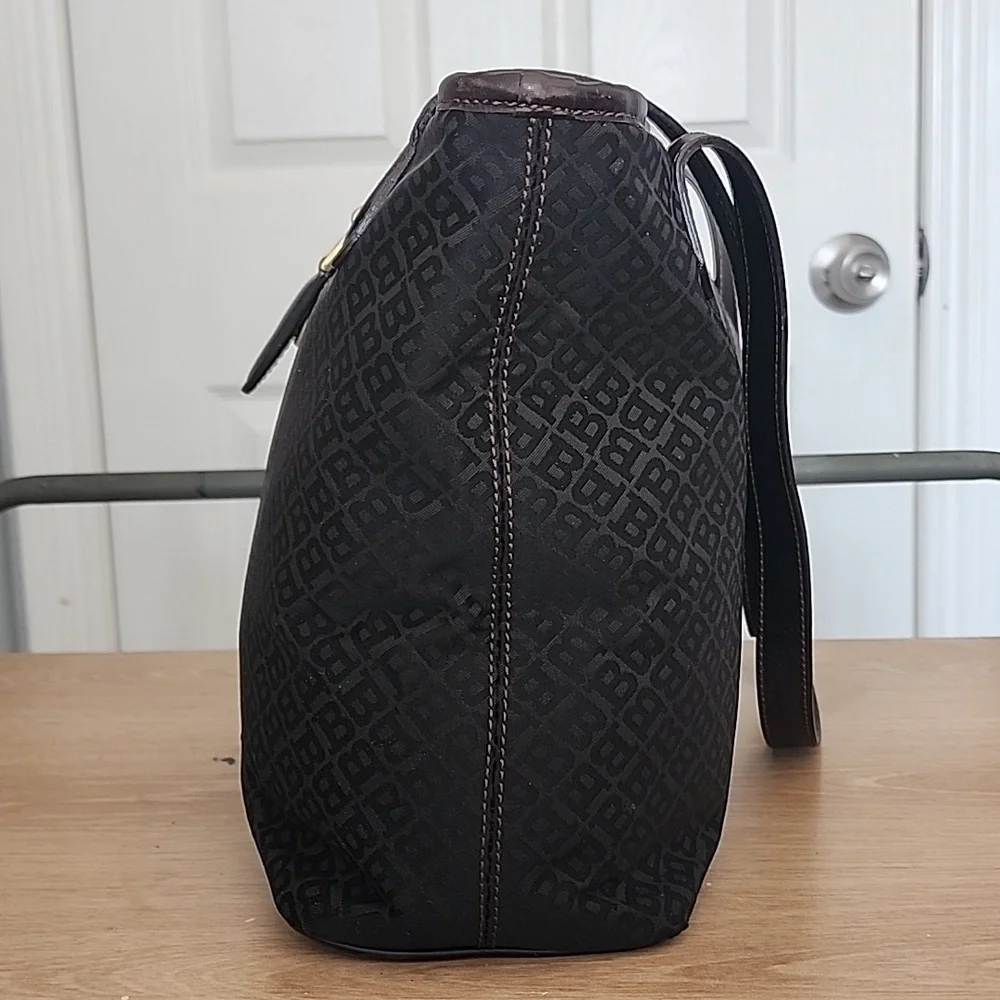 Bally Black Brown Logo Tote with Gold Hardware